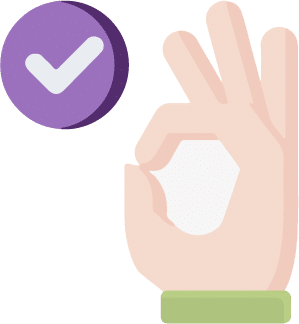 A-ok hand gesture and checkmark icon