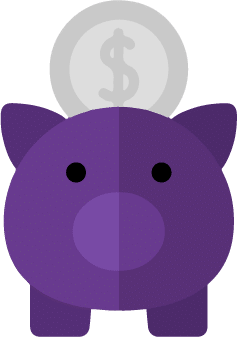 Piggy bank with coin behind it icon