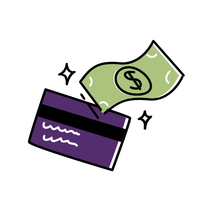 Credit card and dollar bill icon